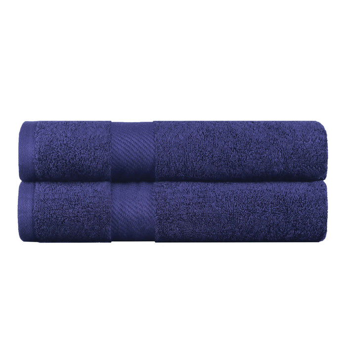 Kendell Egyptian Cotton Medium Weight Solid Bath Towel Set of 2 - Navy Blue