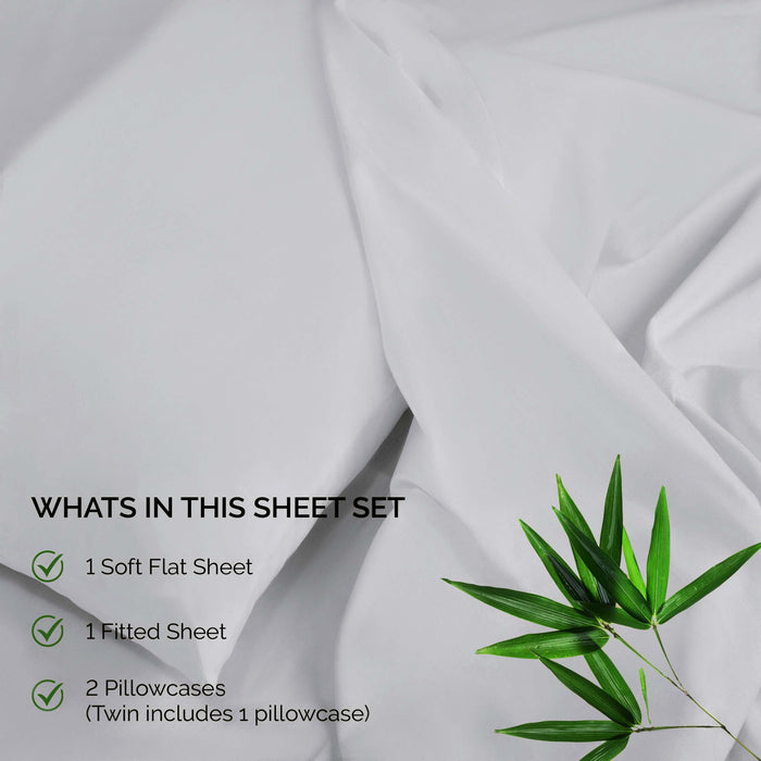 300 Thread Count Rayon From Bamboo Solid Deep Pocket Sheet Set - Platinum