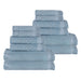 Rolla Cotton Geometric Jacquard Plush Soft Absorbent 12 Piece Towel Set - Blue