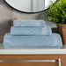 Rolla Cotton Geometric Jacquard Plush Soft Absorbent 3 Piece Towel Set - Blue