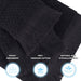 Rolla Cotton Geometric Jacquard Plush Soft Absorbent 9 Piece Towel Set - Black