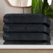 Rolla Cotton Geometric Jacquard Plush Absorbent Bath Towel Set of 3 - Black