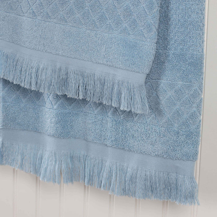 Rolla Cotton Geometric Jacquard Plush Absorbent Hand Towel Set of 6 - Blue