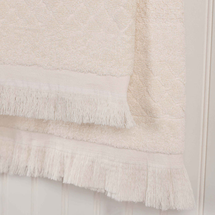 Rolla Cotton Geometric Jacquard Plush Absorbent Hand Towel Set of 6 - Ivory