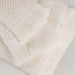 Rolla Cotton Geometric Jacquard Plush Face Towel Washcloth Set of 12 - Ivory
