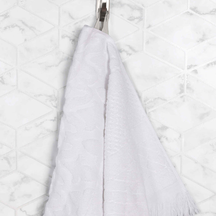 Rolla Cotton Geometric Jacquard Plush Absorbent Bath Sheet Set of 2 - White