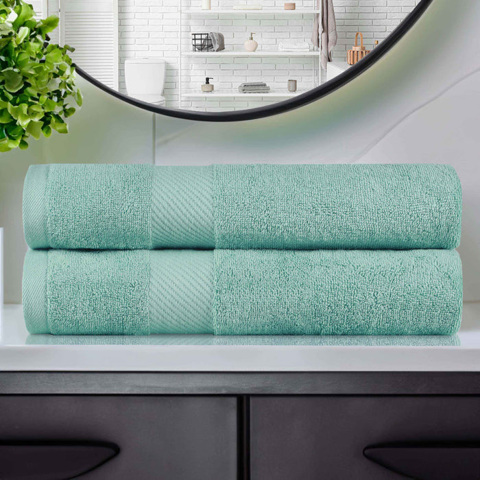Kendell Egyptian Cotton Medium Weight Solid Bath Towel Set of 2 - Sea Foam