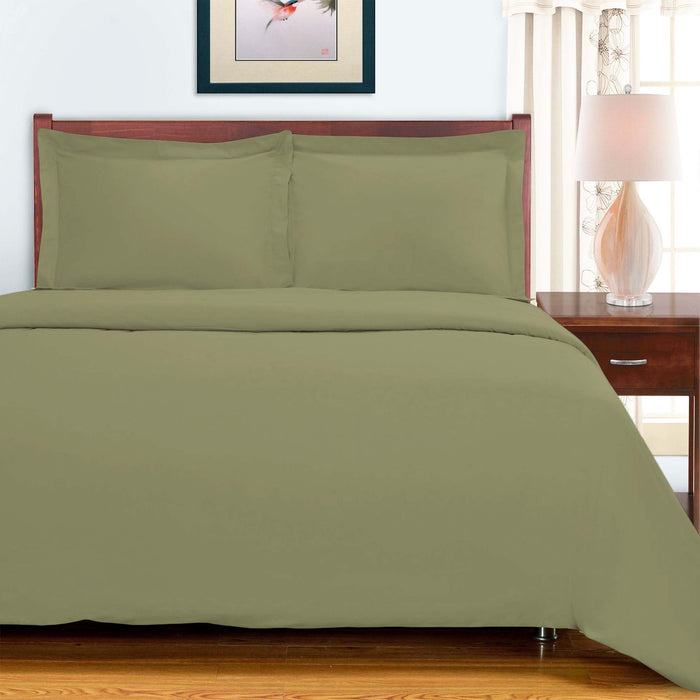 300 Thread Count Solid or Floral Cotton All Season Duvet Cover Set - Sage