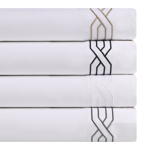 1200 Thread Count Egyptian Cotton Embroidered Geometric Bed Sheet Set