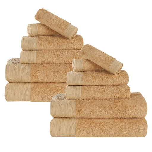 Rayon from Bamboo Eco-Friendly Fluffy Soft Solid 12 Piece Towel Set - Gold