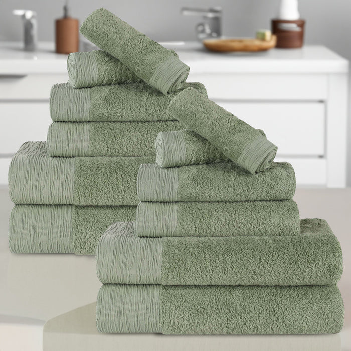 Rayon from Bamboo Eco-Friendly Fluffy Soft Solid 12 Piece Towel Set - Green