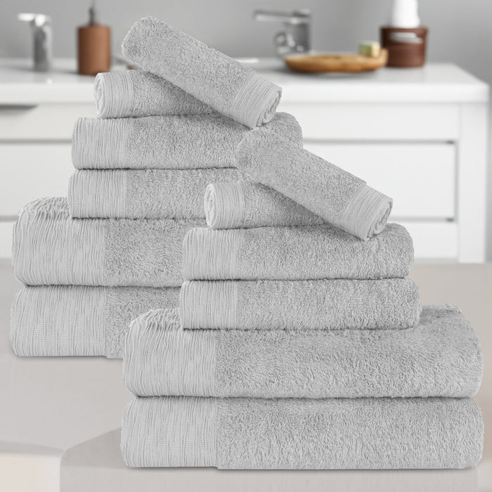 Rayon from Bamboo Eco-Friendly Fluffy Soft Solid 12 Piece Towel Set - Platinum