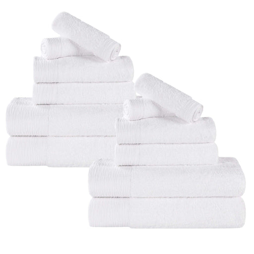 Rayon from Bamboo Eco-Friendly Fluffy Soft Solid 12 Piece Towel Set - White