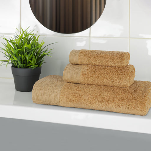 Rayon from Bamboo Eco-Friendly Fluffy Soft Solid 3 Piece Towel Set - Gold