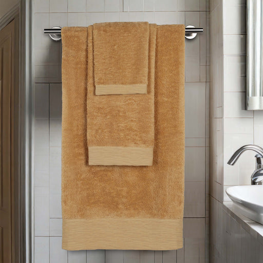 Rayon from Bamboo Eco-Friendly Fluffy Soft Solid 3 Piece Towel Set - Gold