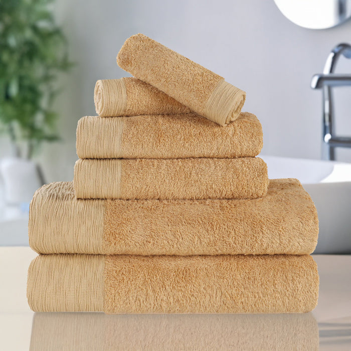 Rayon from Bamboo Eco-Friendly Fluffy Soft Solid 6 Piece Towel Set - Gold
