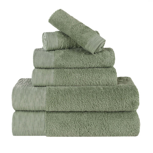 Rayon from Bamboo Eco-Friendly Fluffy Soft Solid 6 Piece Towel Set - Green