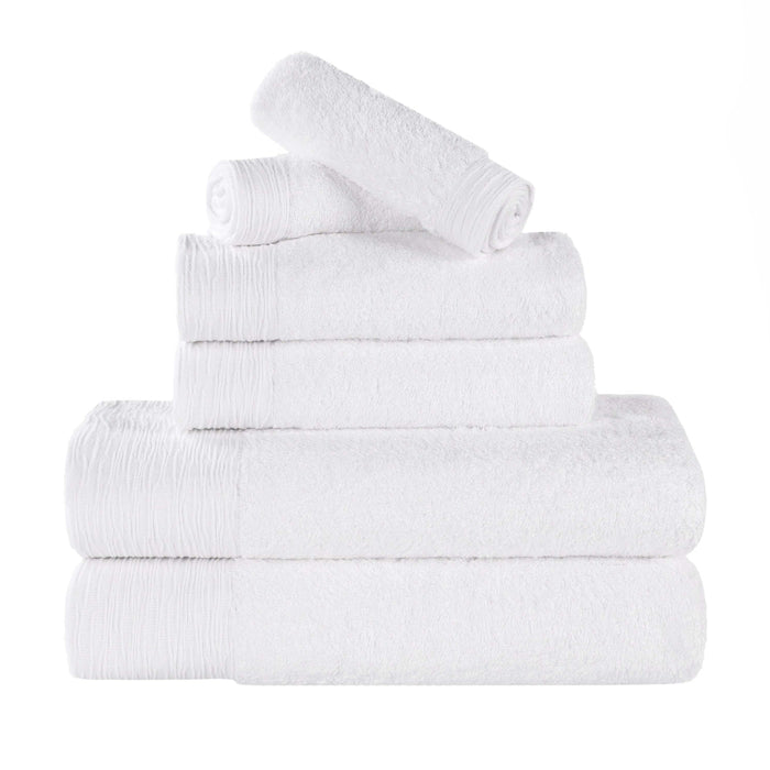 Rayon from Bamboo Eco-Friendly Fluffy Soft Solid 6 Piece Towel Set - White