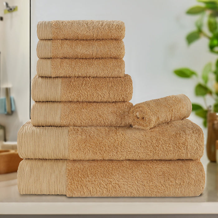 Rayon from Bamboo Eco-Friendly Fluffy Soft Solid 8 Piece Towel Set - Gold