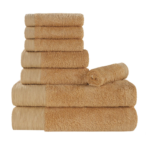 Rayon from Bamboo Eco-Friendly Fluffy Soft Solid 8 Piece Towel Set - Gold