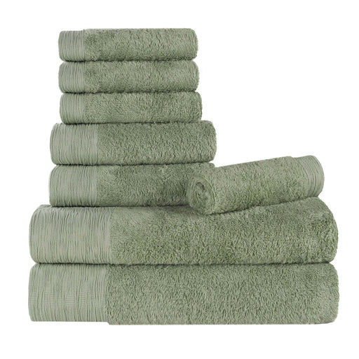 Rayon from Bamboo Eco-Friendly Fluffy Soft Solid 8 Piece Towel Set - Green