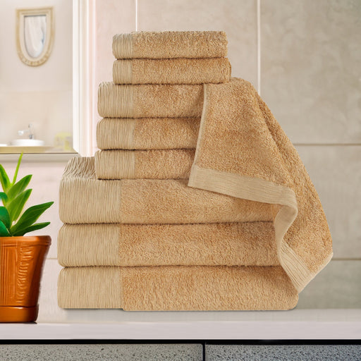 Rayon from Bamboo Eco-Friendly Fluffy Soft Solid 9 Piece Towel Set - Gold