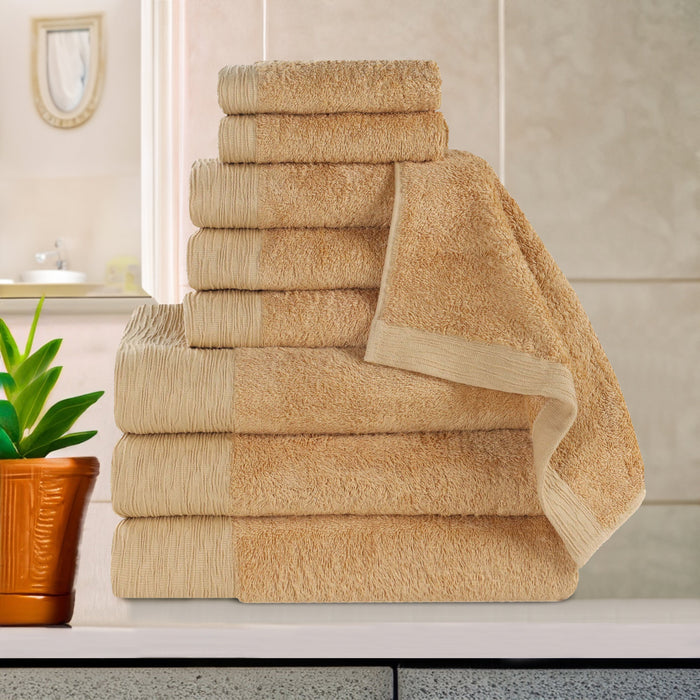 Rayon from Bamboo Eco-Friendly Fluffy Soft Solid 9 Piece Towel Set - Gold