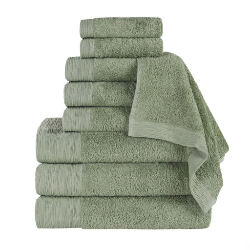 Rayon from Bamboo Eco-Friendly Fluffy Soft Solid 9 Piece Towel Set - Green