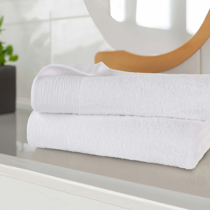 Rayon from Bamboo Eco-Friendly Fluffy Soft Solid Bath Sheet Set of 2 - White