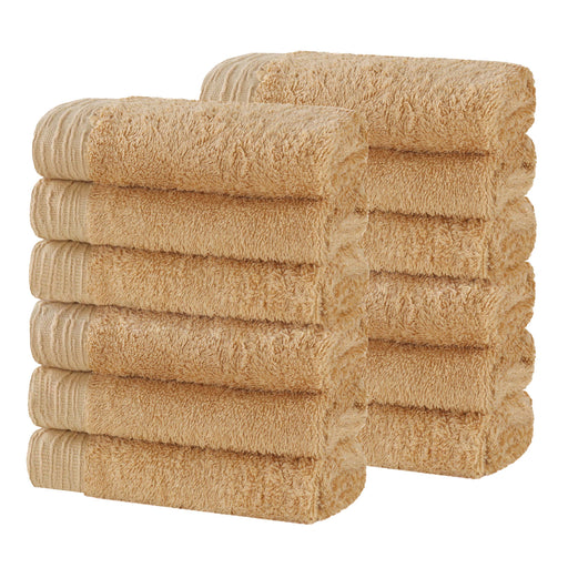 Rayon from Bamboo Eco-Friendly Solid Face Towel Washcloth Set of 12 - Gold