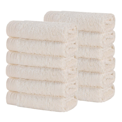 Rayon from Bamboo Eco-Friendly Solid Face Towel Washcloth Set of 12 - Ivory