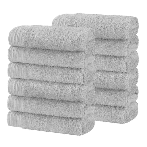 Rayon from Bamboo Eco-Friendly Solid Face Towel Washcloth Set of 12 - Platinum