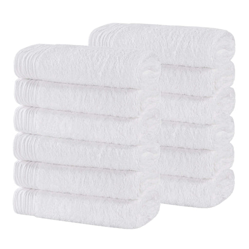Rayon from Bamboo Eco-Friendly Solid Face Towel Washcloth Set of 12 - White