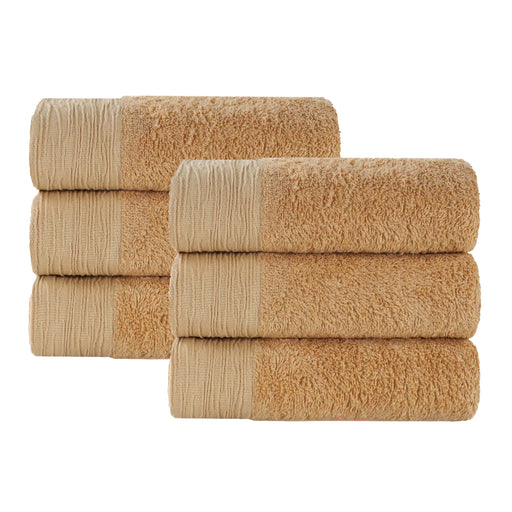 Rayon from Bamboo Eco-Friendly Fluffy Solid Hand Towel Set of 6 - Gold