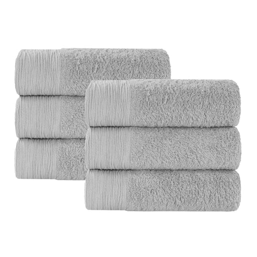 Rayon from Bamboo Eco-Friendly Fluffy Solid Hand Towel Set of 6 - Platinum