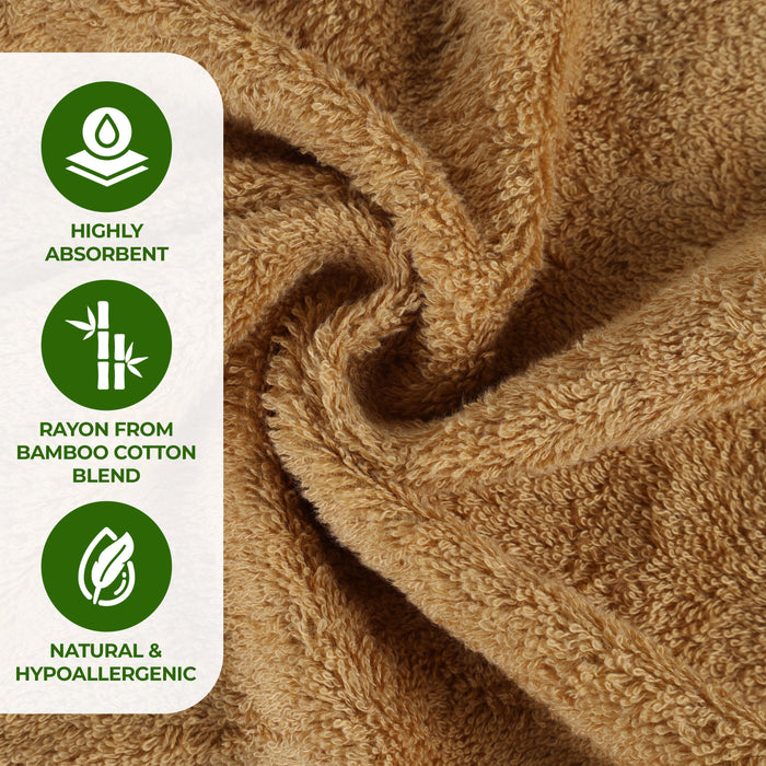 Rayon from Bamboo Eco-Friendly Fluffy Solid Hand Towel Set of 6 - Gold