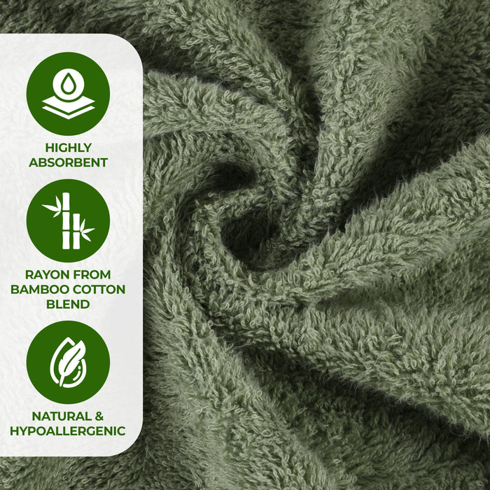 Rayon from Bamboo Eco-Friendly Fluffy Solid Hand Towel Set of 6 - Green