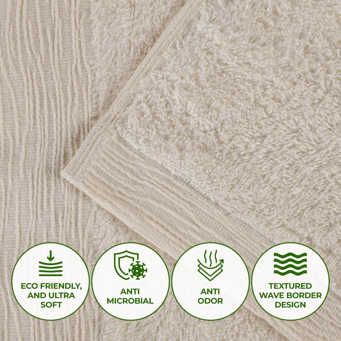 Rayon from Bamboo Eco-Friendly Fluffy Soft Solid 8 Piece Towel Set - Ivory