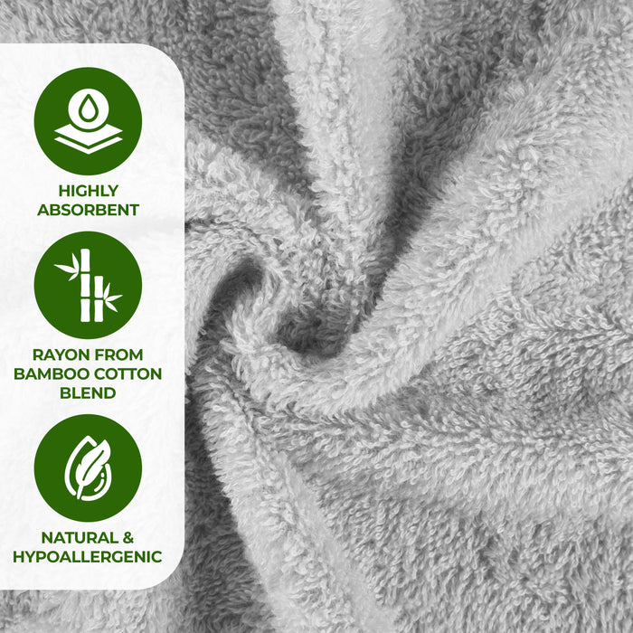 Rayon from Bamboo Eco-Friendly Fluffy Soft Solid 8 Piece Towel Set - Platinum