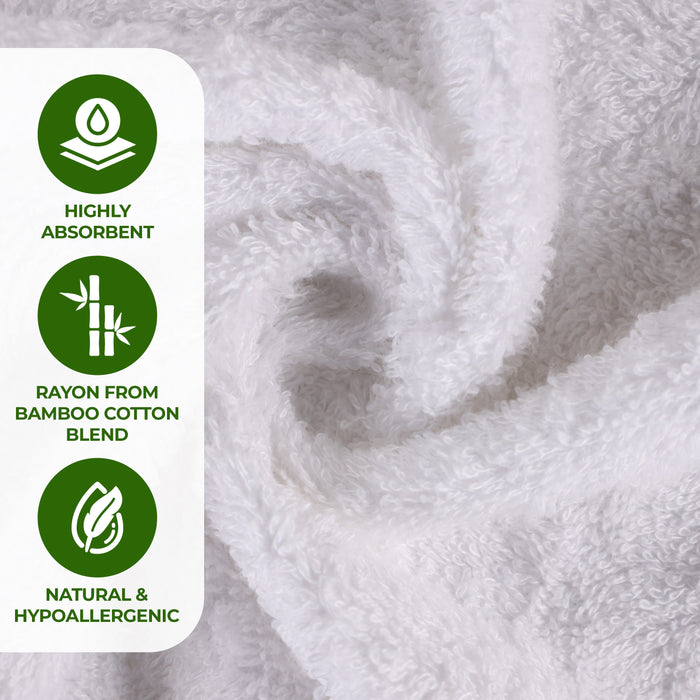 Rayon from Bamboo Eco-Friendly Fluffy Soft Solid Bath Towel Set of 3 - White