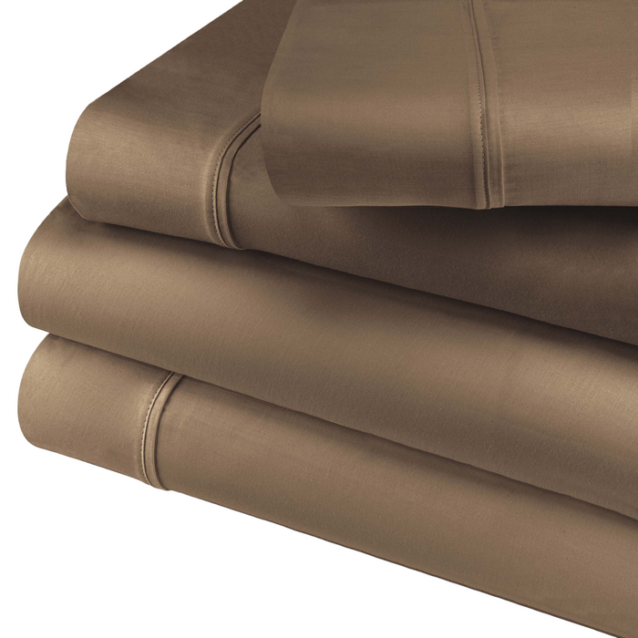 Egyptian Cotton 400 Thread Count Solid Deep Pocket Sheet Set - Taupe