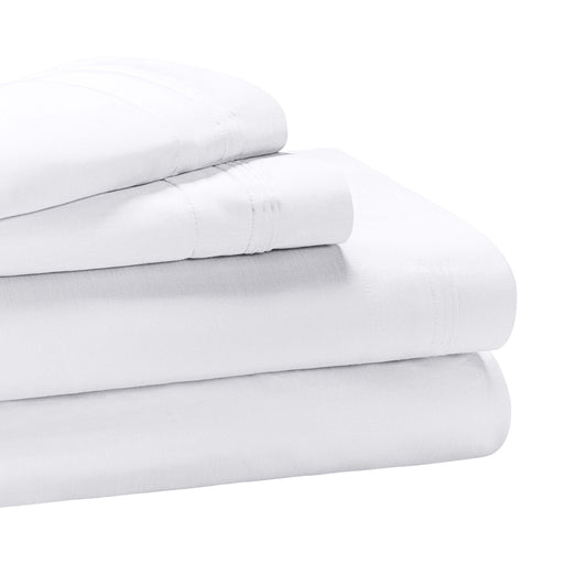 1000 Thread Count Egyptian Cotton Bed Sheet Set Olympic Queen - White
