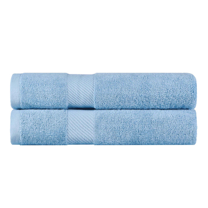 Kendell Egyptian Cotton Medium Weight Solid Bath Towel Set of 2 - Winter Blue