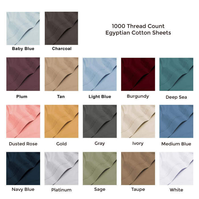 1000 Thread Count Egyptian Cotton Bed Sheet Set Olympic Queen