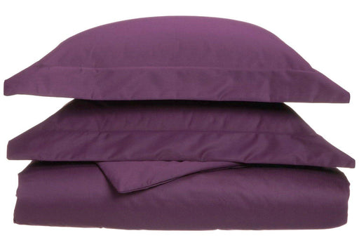 1000 Thread Count Cotton Rich Solid Duvet Cover Set - Plum