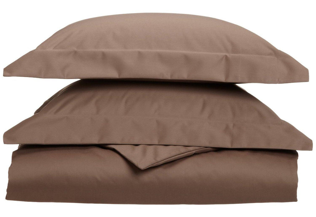 1000 Thread Count Cotton Rich Solid Duvet Cover Set - Taupe