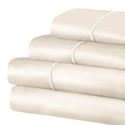 1500 Thread Count Cotton Marrow Stitched Deep Pocket Luxury Sheet Set - Ivory