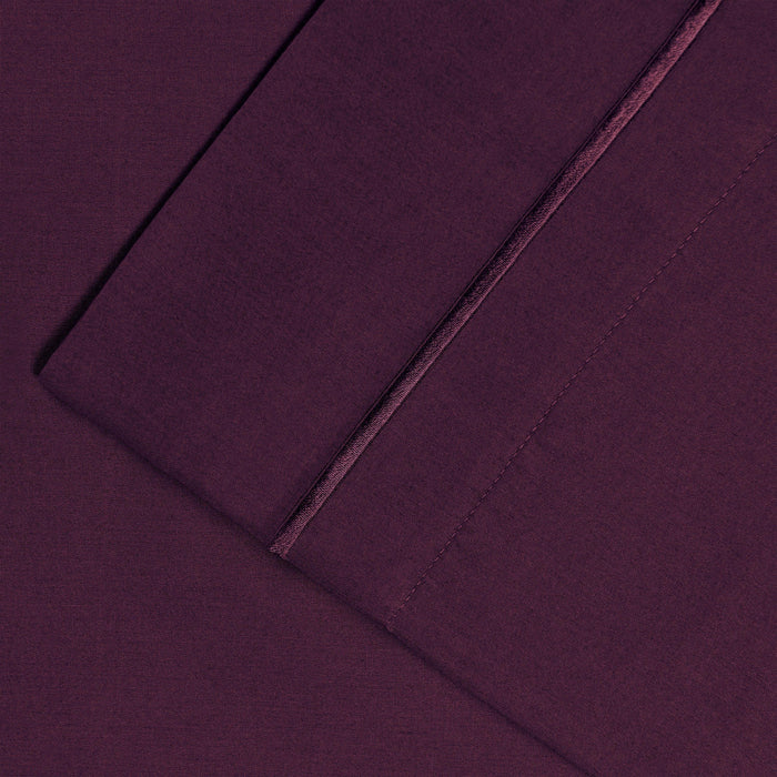 1500 Thread Count Cotton Marrow Stitched Deep Pocket Luxury Sheet Set - Plum