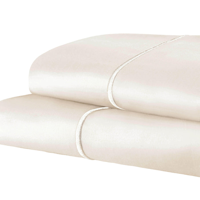 1500 Thread Count Cotton Marrow Stitch Solid Pillowcase Set - Ivory