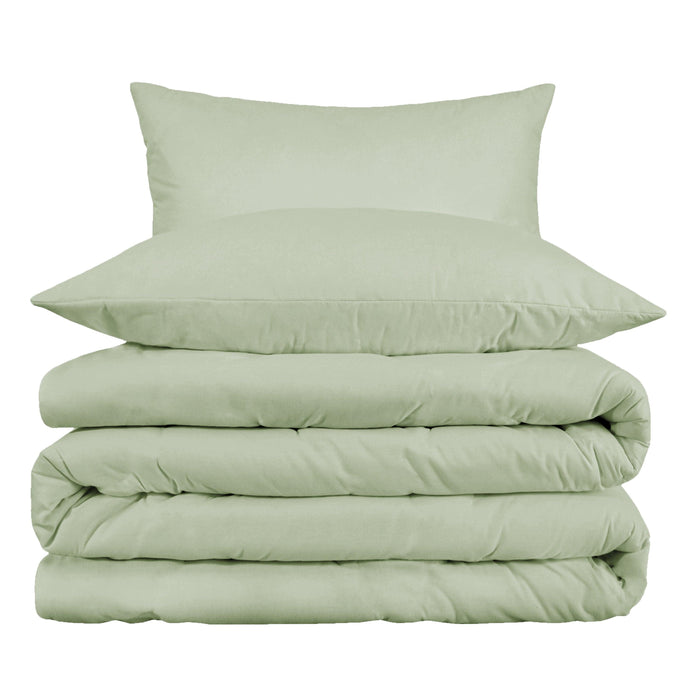 1000 Thread Count Cotton Rich Solid Duvet Cover Set - Green